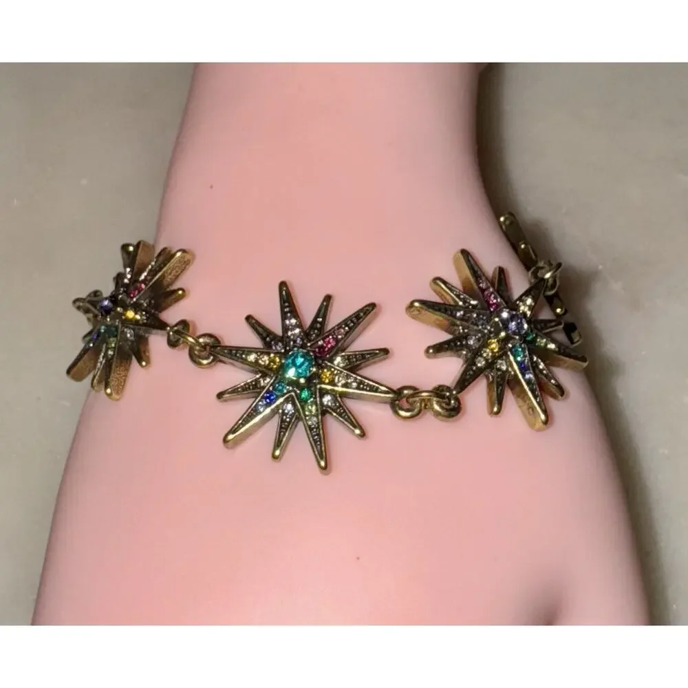 Authentic Kirks Folly Multi-Color Crystal Rainbow Twinkle Star Bracelet Adjust - Picture 1 of 8